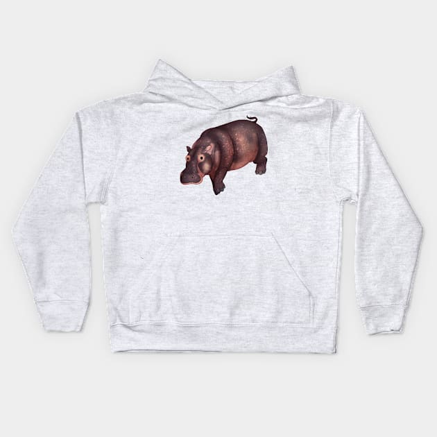 Cozy Hippopotamus Kids Hoodie by Phoenix Baldwin